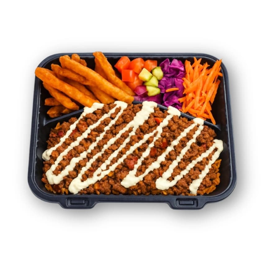 Lamb over rice platter